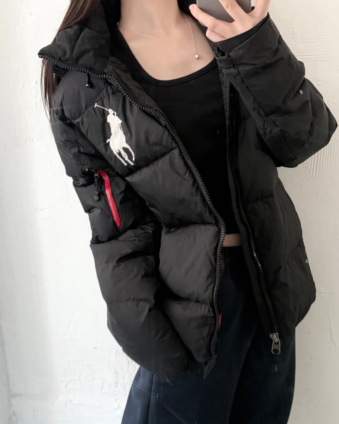 Polo 폴로 랄프로렌 블랙 컬러 빅포니 덕다운 후드 패딩  상품이미지8