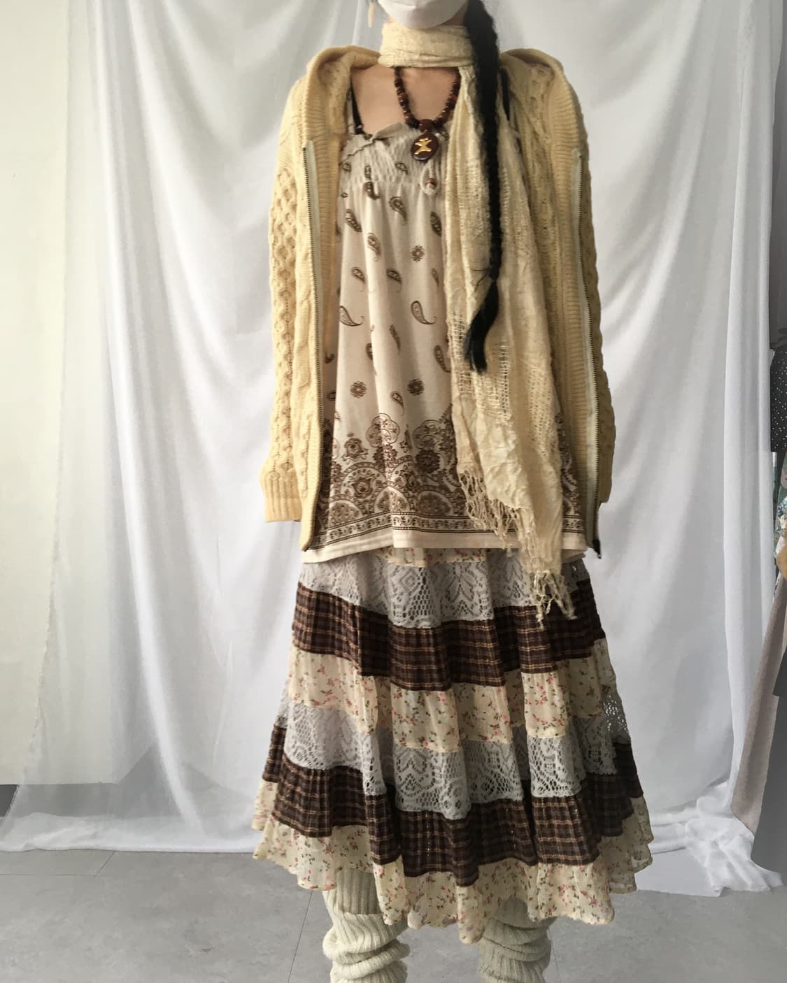 Woolen knit cable hood zip up 상품이미지8