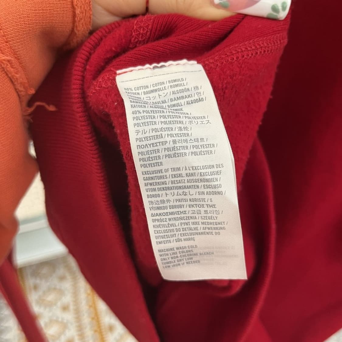 아베크롬비 Y2K 레트로 00's 딥레드 딱붙핏 후드티 L C11070 상품이미지6