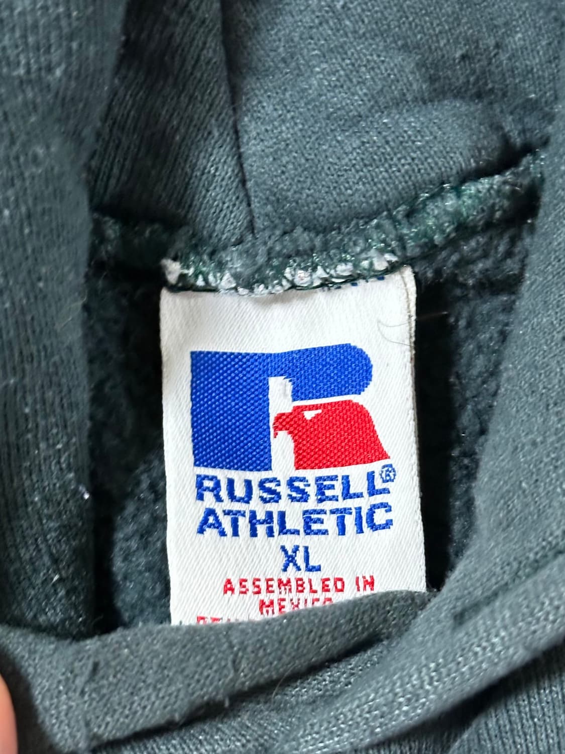 90s 러셀 후드티 페이디드 그린/ teal XL 상품이미지2