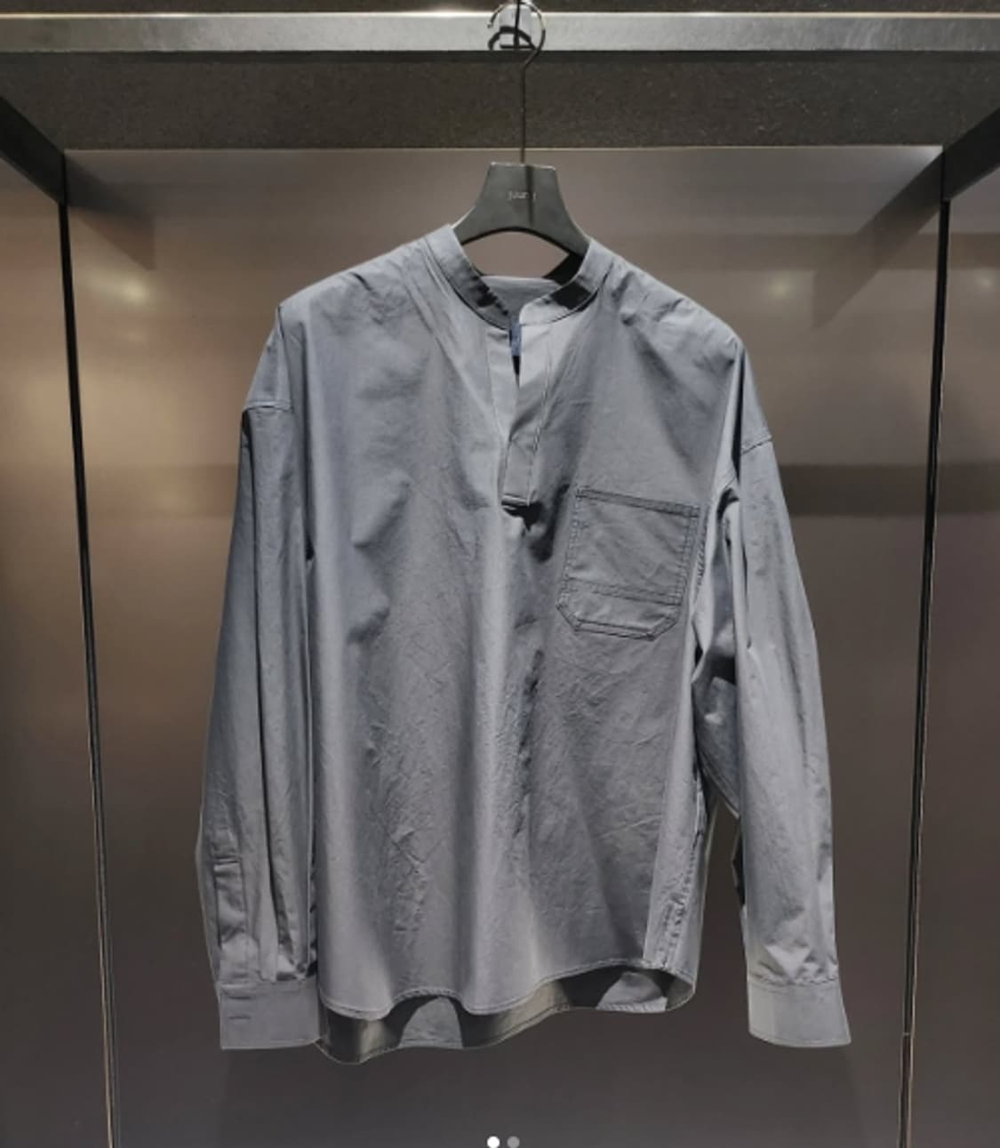 50)준지 크리스피 코튼 튜닉 루즈핏 셔츠 블랙 상품이미지1