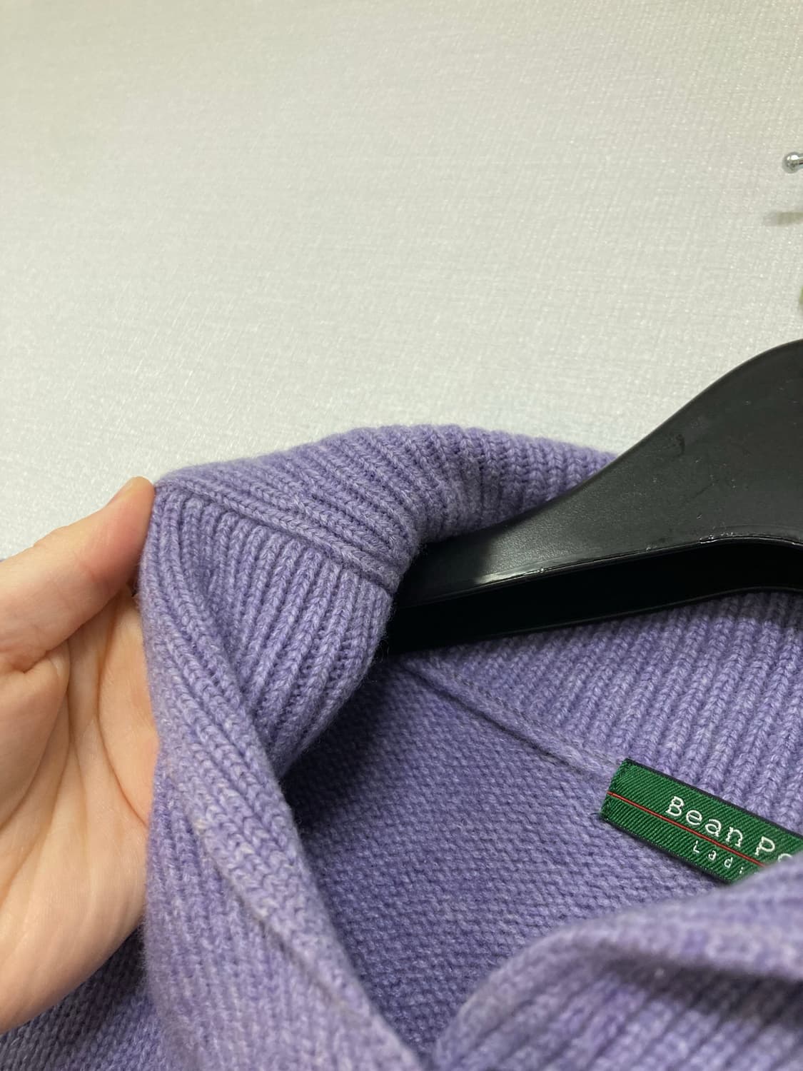 빈폴 여성 울 100% 슬림 딱붙핏 숄카라 니트 90 _ 연보라 상품이미지8