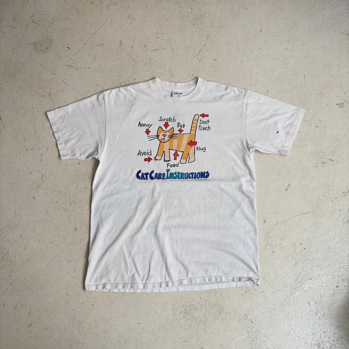90s USA Cat Care Instructions 빈티지 반팔티 XL 상품이미지1