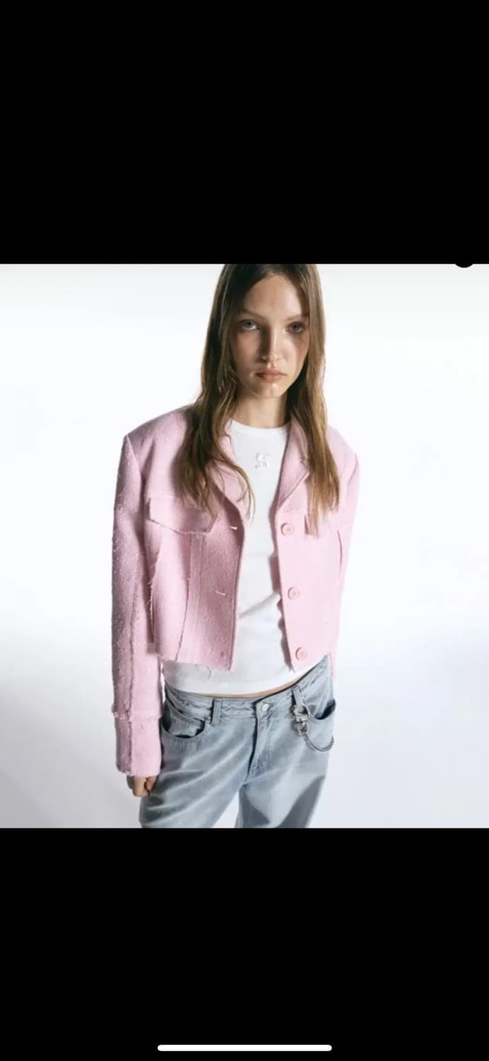 인사일런스우먼 트위드 트러거 자켓 핑크 s 상품이미지3