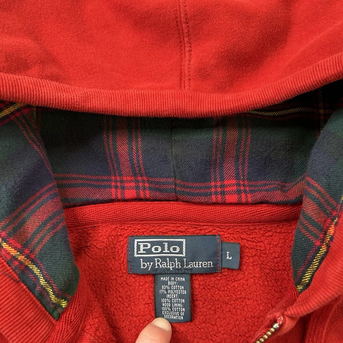 폴로 랄프로렌 빅포니 체크 후드집업 레드 상품이미지3