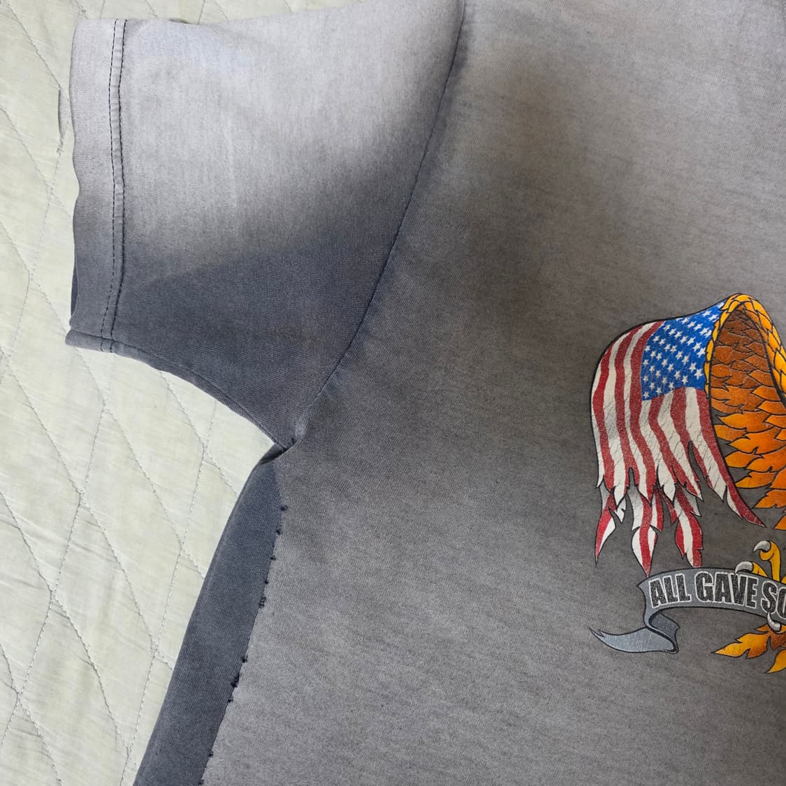 [OS] 00s 빈티지 이글 프린팅 반팔 티셔츠 트래쉬드 페이드 그레이 상품이미지4