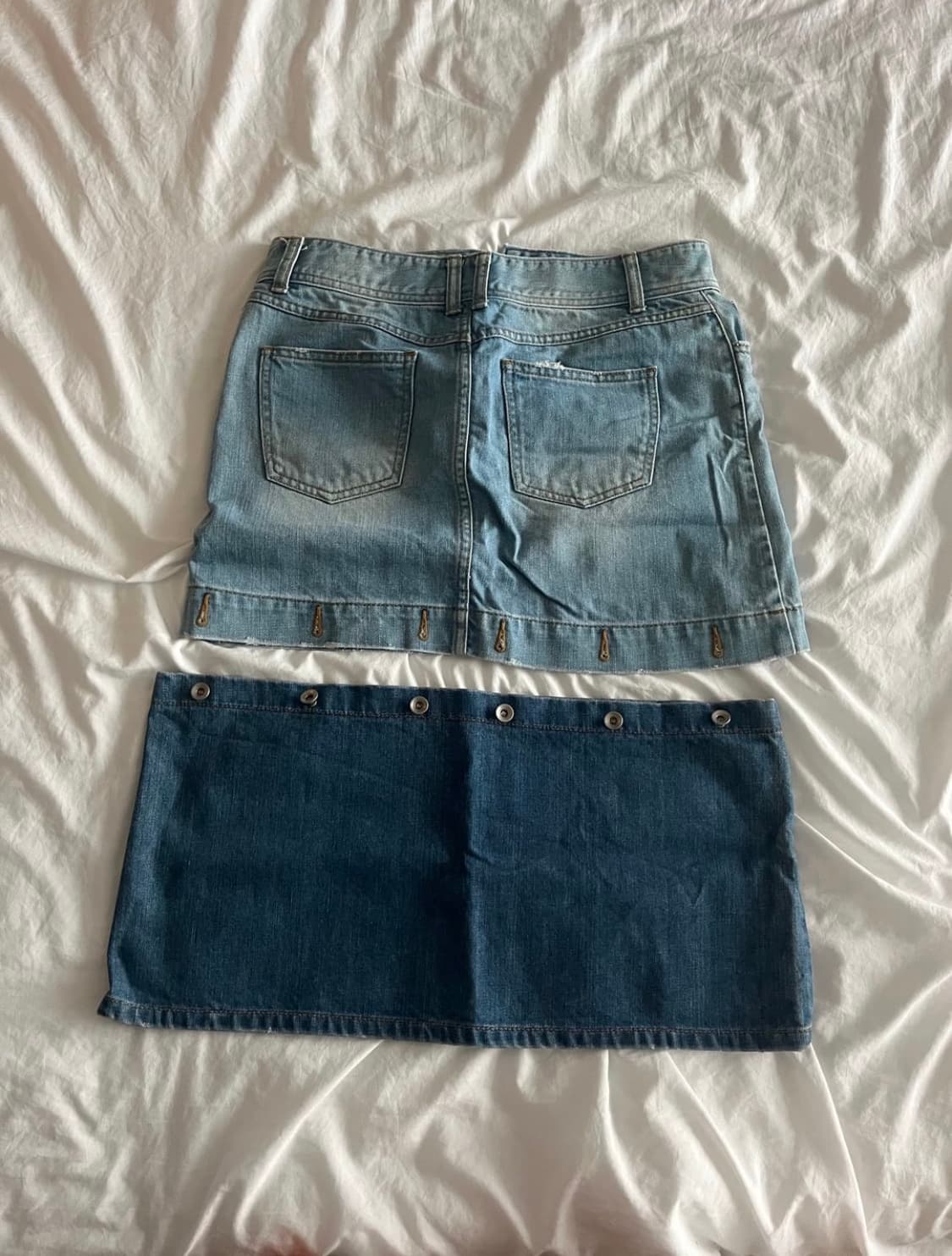 Pretone 데님스커트 & Rockcacke 블랙크롭후드집업 상품이미지2