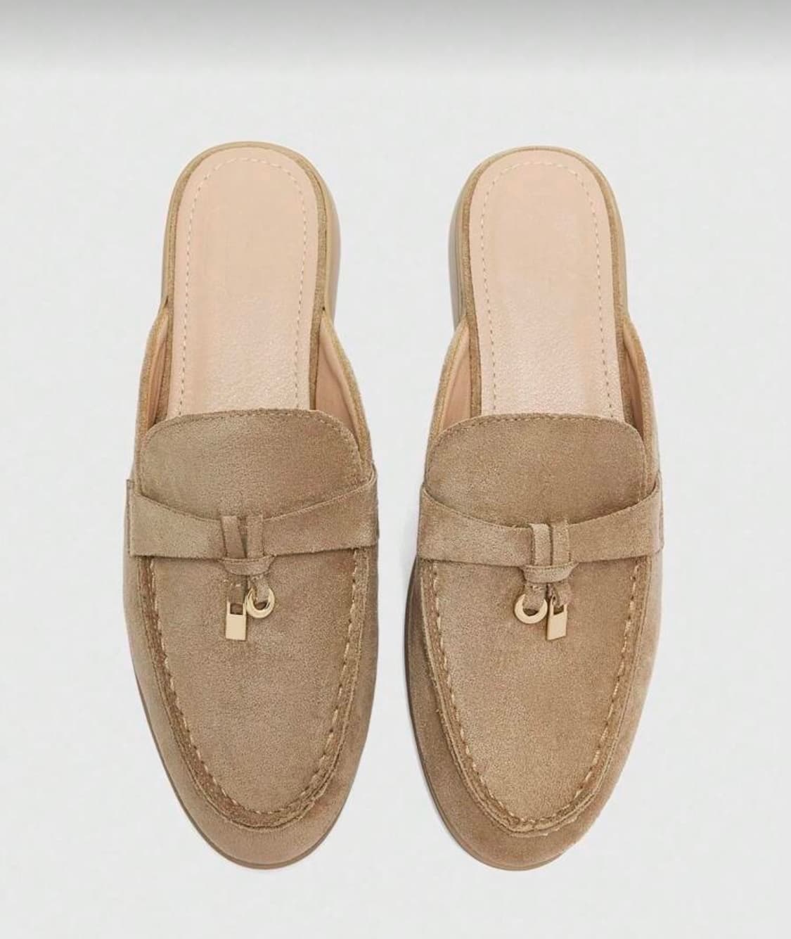 베이지 스웨이드 뮬 슬리퍼235 상품이미지8