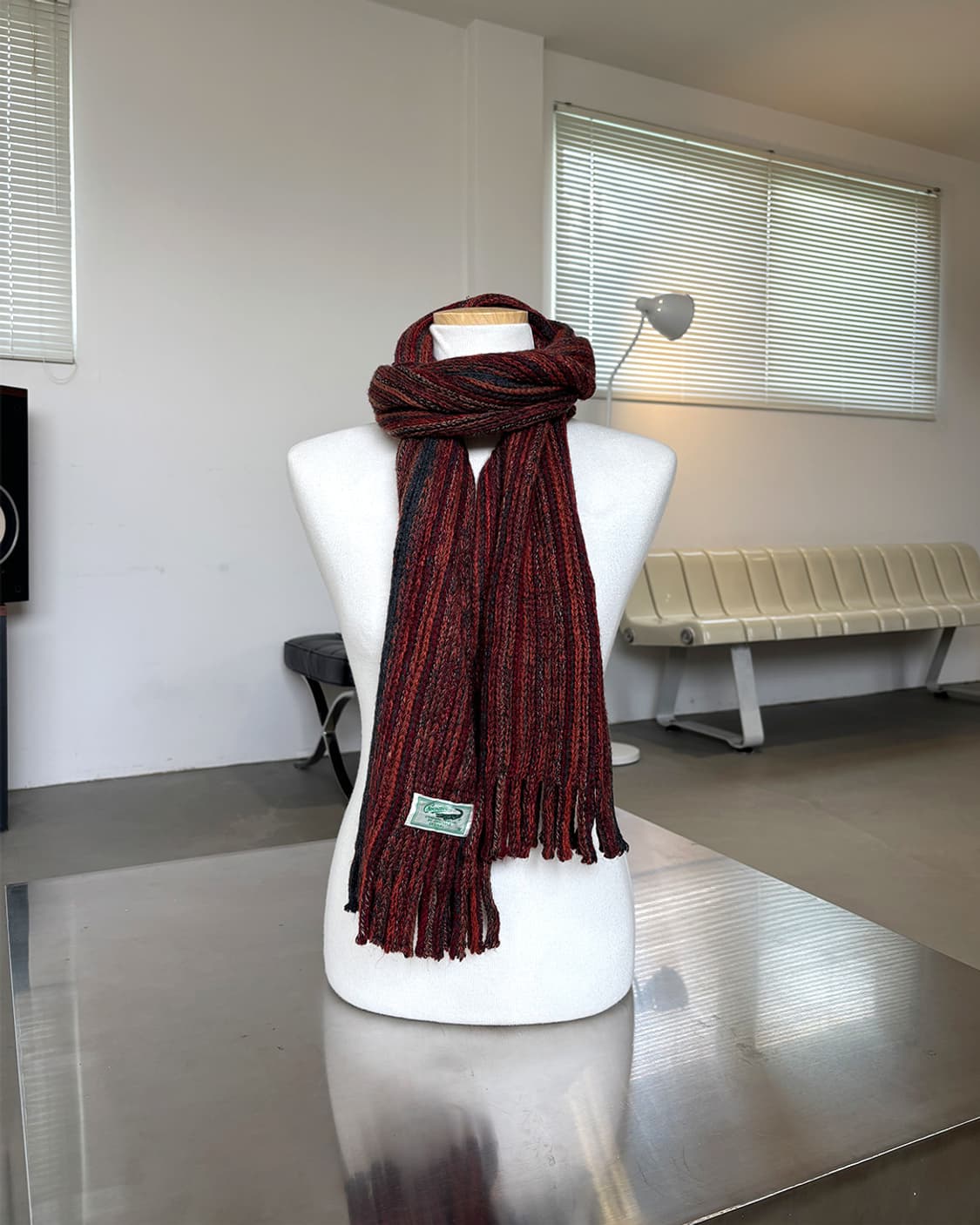 japan crocodile vintage red mix muffler 상품이미지3