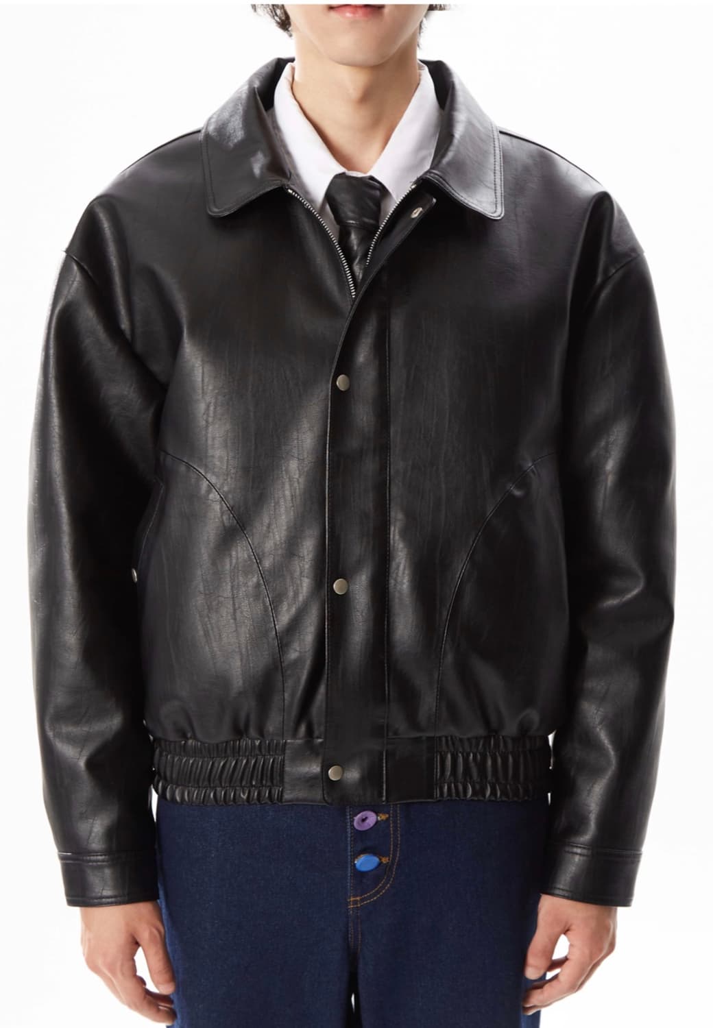 CORSET-SEAMED FAUX LEATHER JUMPER 상품이미지2