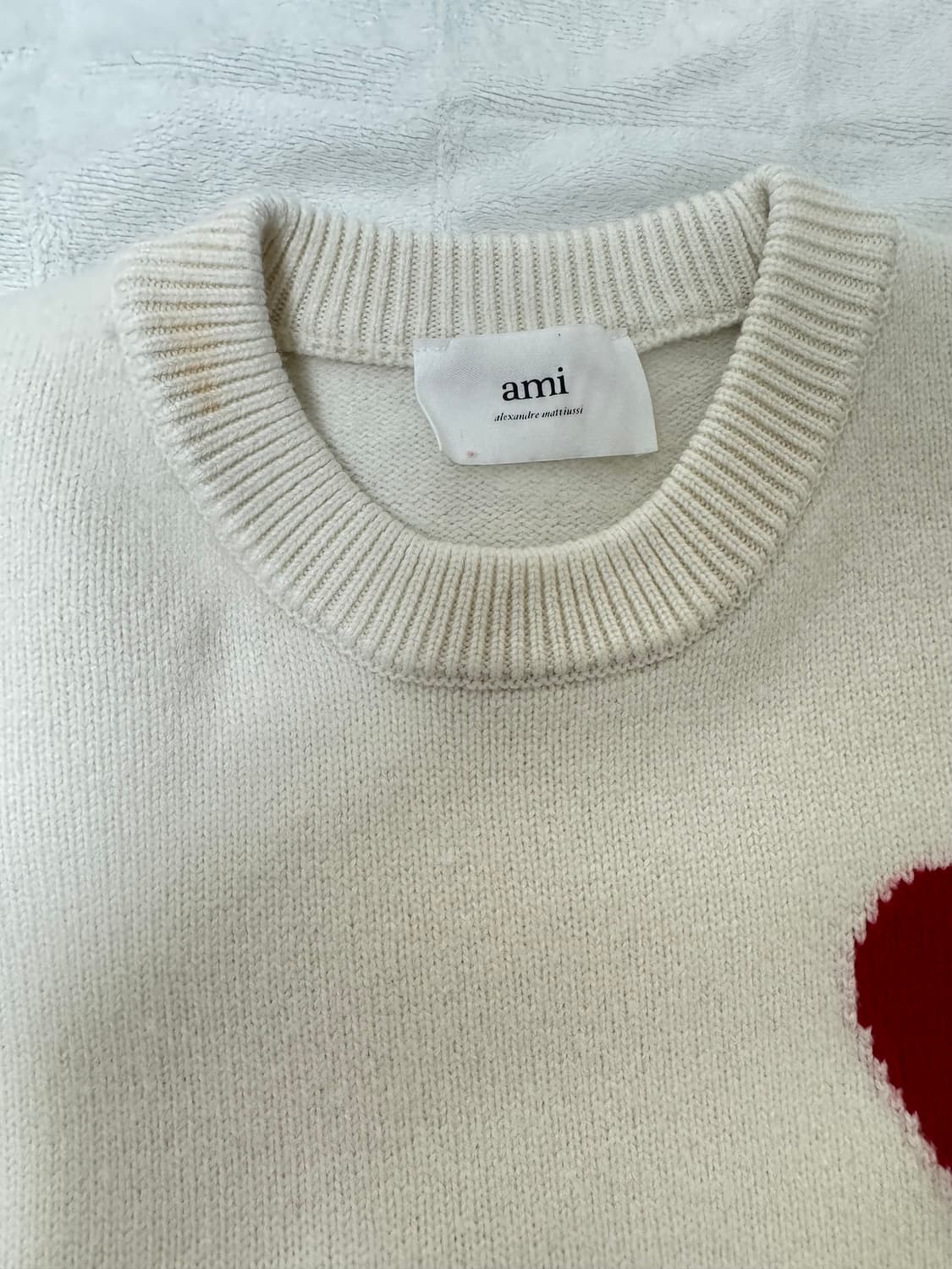 AMI 아미 화이트 하트 인타르시아 오버사이즈 니트 급처 상품이미지2