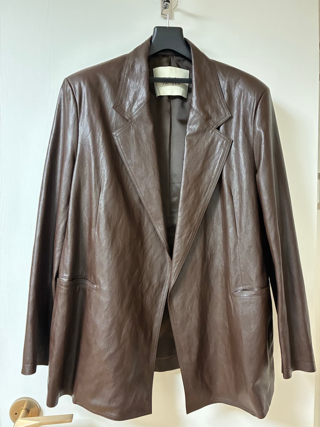 파사드패턴 브라운 가죽 자켓 (레더 하프 자켓) 상품이미지1