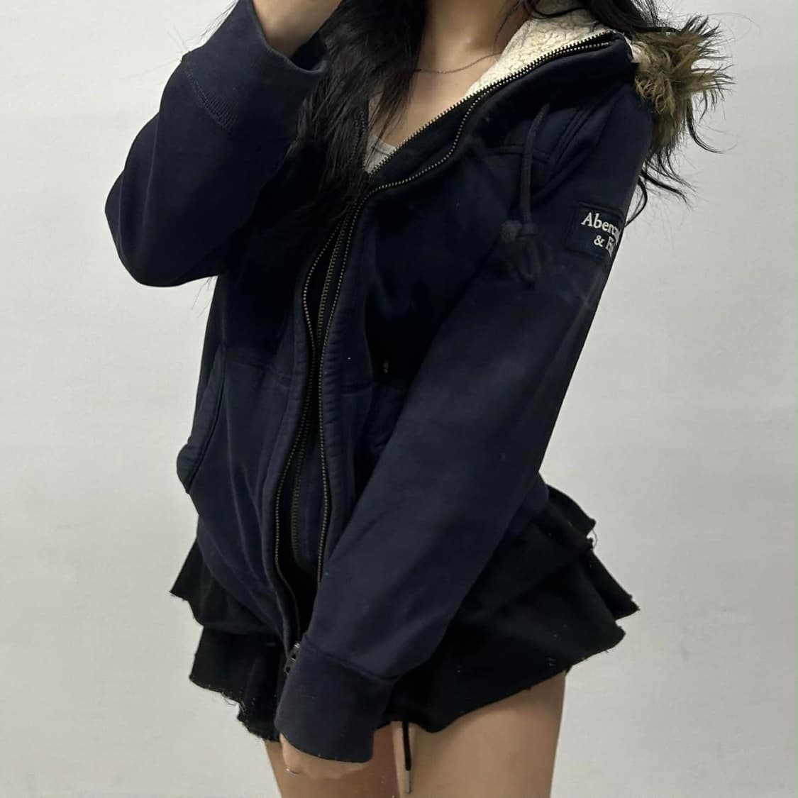 아베크롬비 y2k 울프죠 퀄팅 퍼 자켓 후드집업 희귀져지(M) 상품이미지1