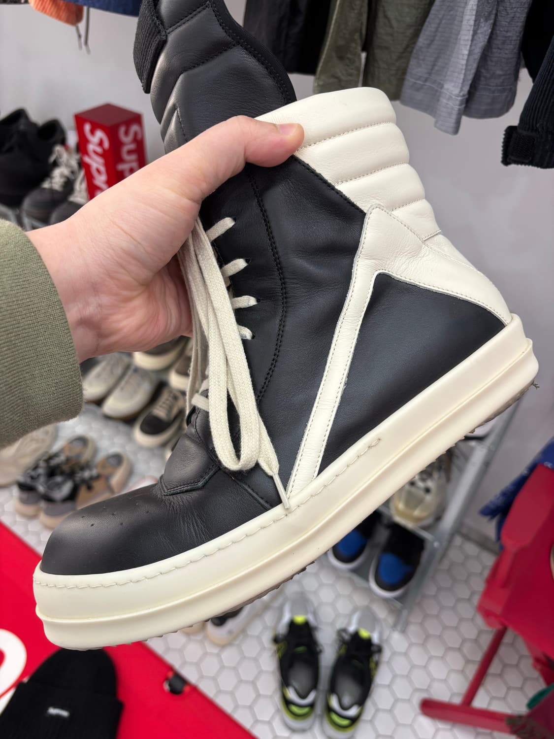 릭오웬스 지오바스켓 검/흰 43 상품이미지3