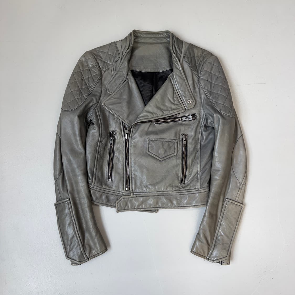 시스템 리얼레더 바이커 릭오웬스맛 사선 라이더 양가죽 램스킨 자켓 상품이미지3