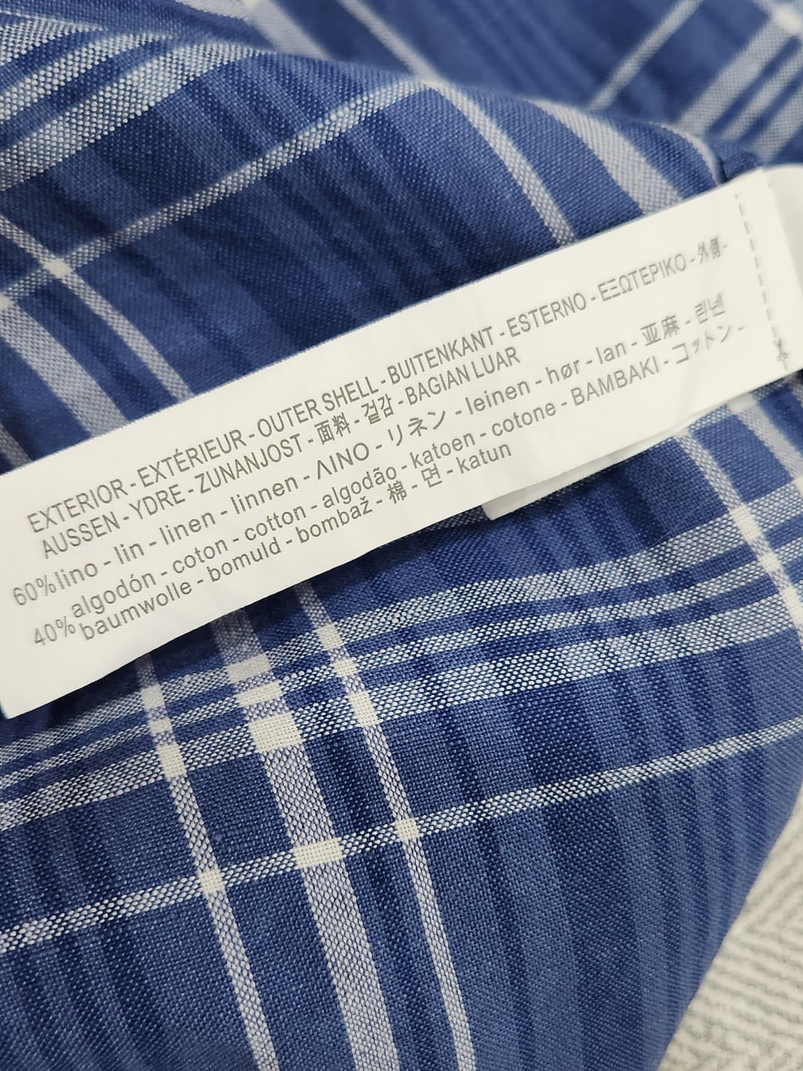 [S] 자라 린넨 블루 체크 롱원피스 벌룬 소매 상품이미지7