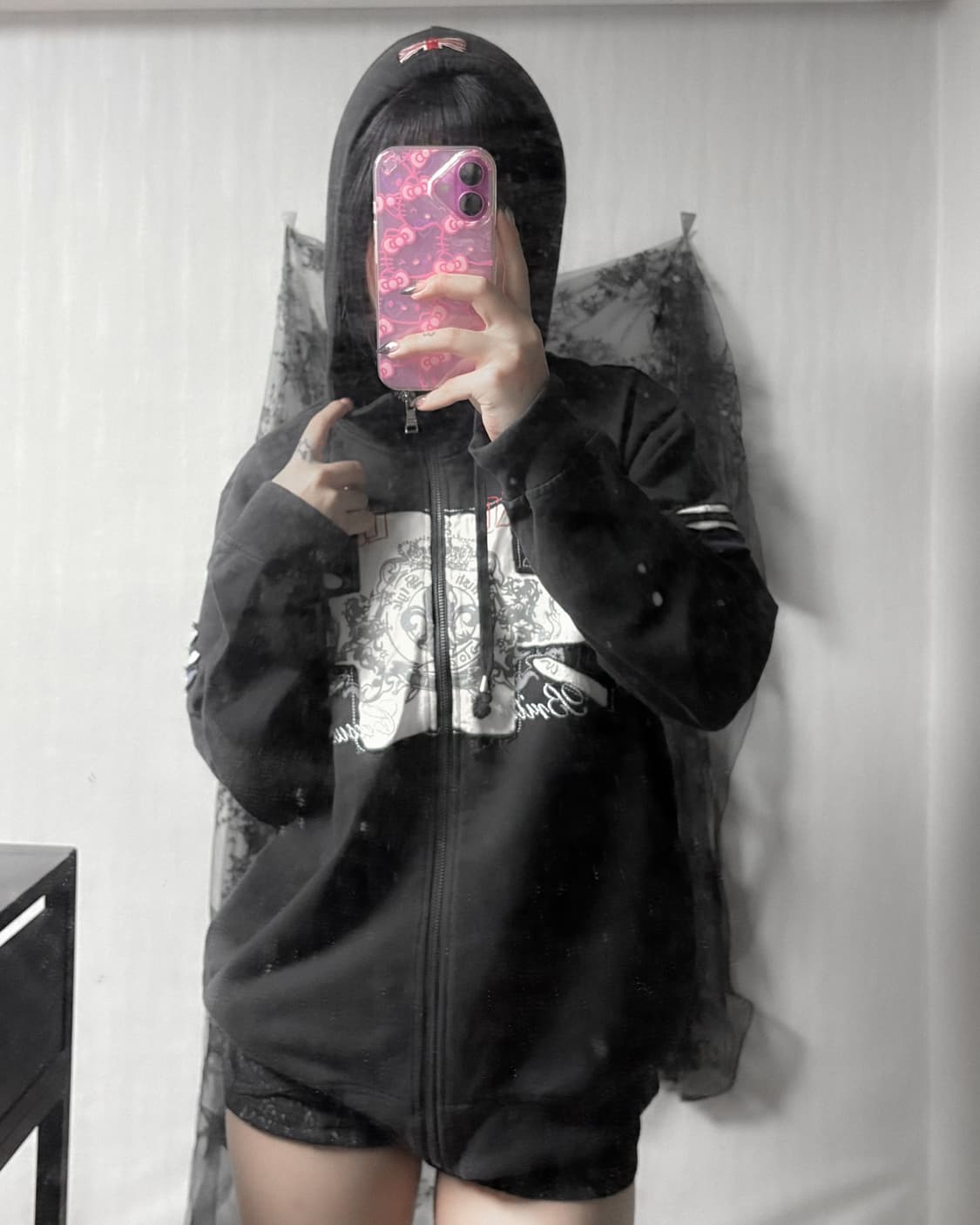 펑크 y2k 레터링 포인트 후드집업  상품이미지3