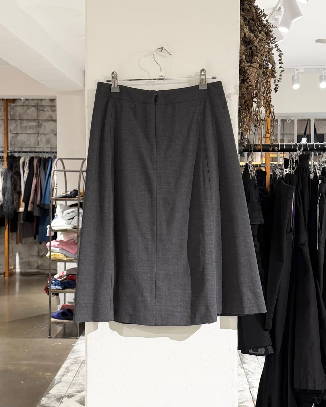 띠어리 그레이 울 플리츠 미디 스커트 상품이미지4
