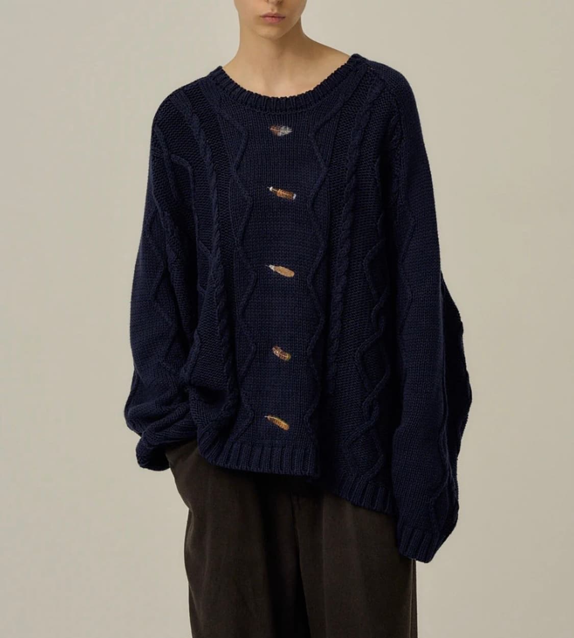 (2) EMBROIDERY CABLE STITCH KNIT 상품이미지1