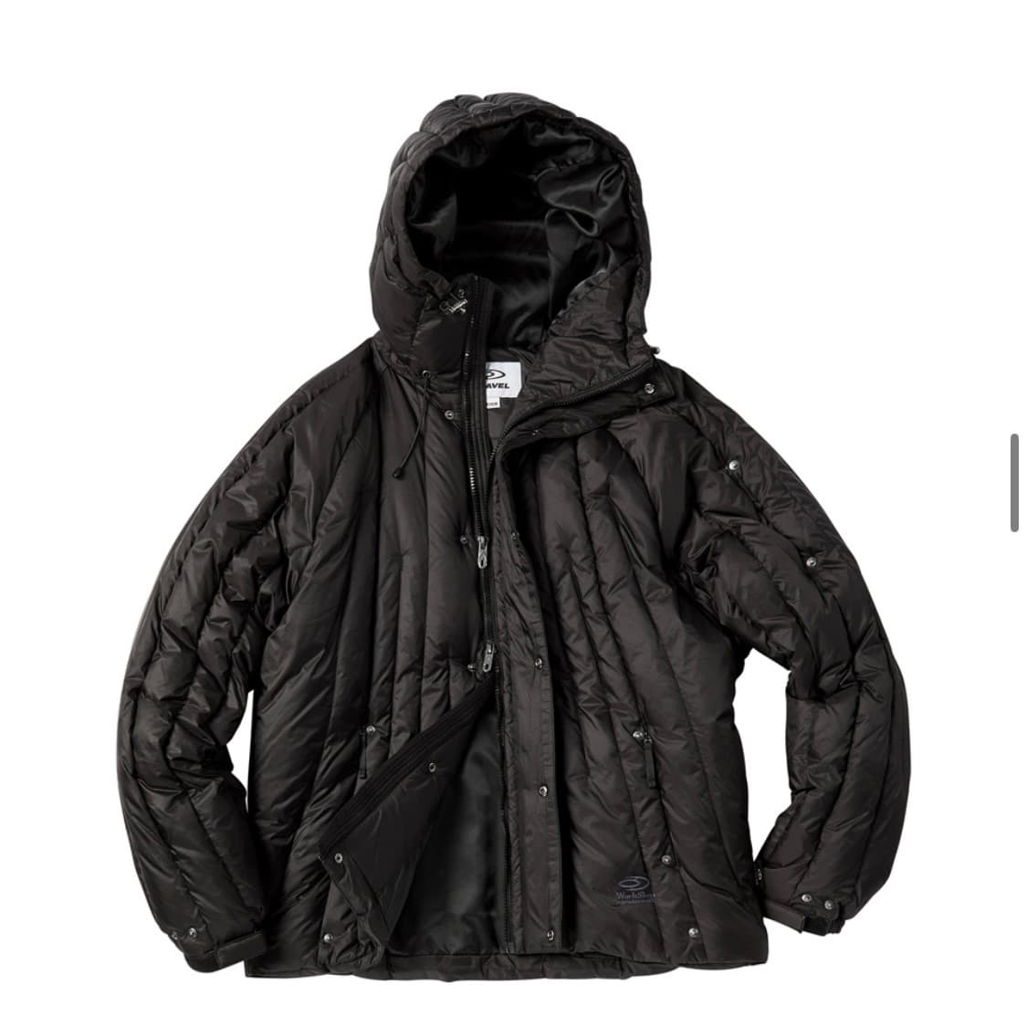 트래블 스티치 다운 후드 패딩 블랙 상품이미지3