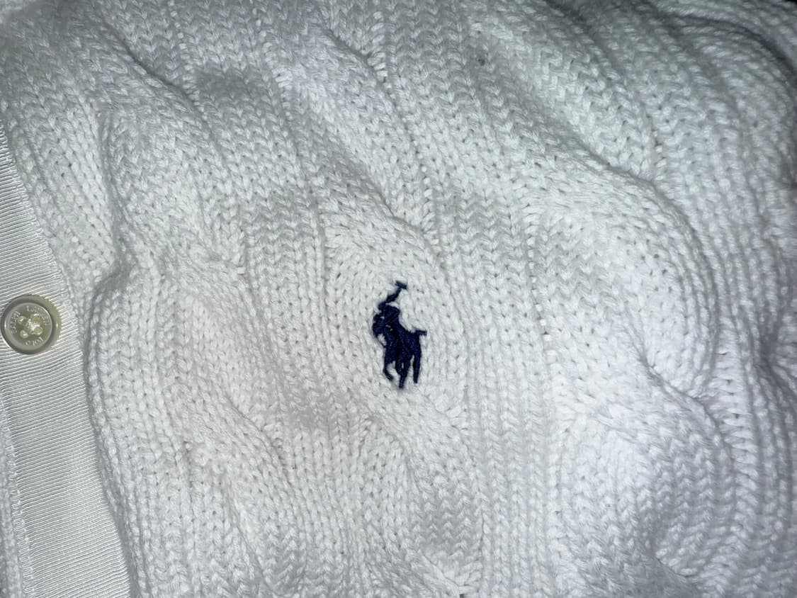 폴로 랄프로렌 여성 케이블 니트 코튼 크루넥 가디건 S / 화이트 상품이미지4