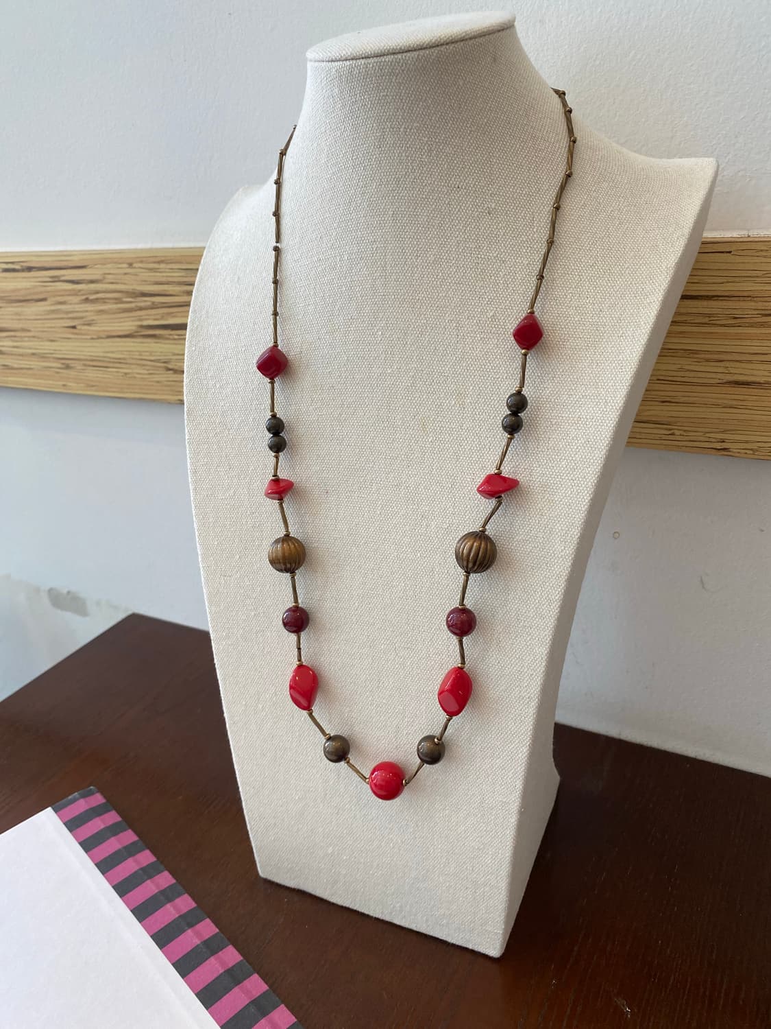 빈티지 레드 롱 레이어드 목걸이 상품이미지1