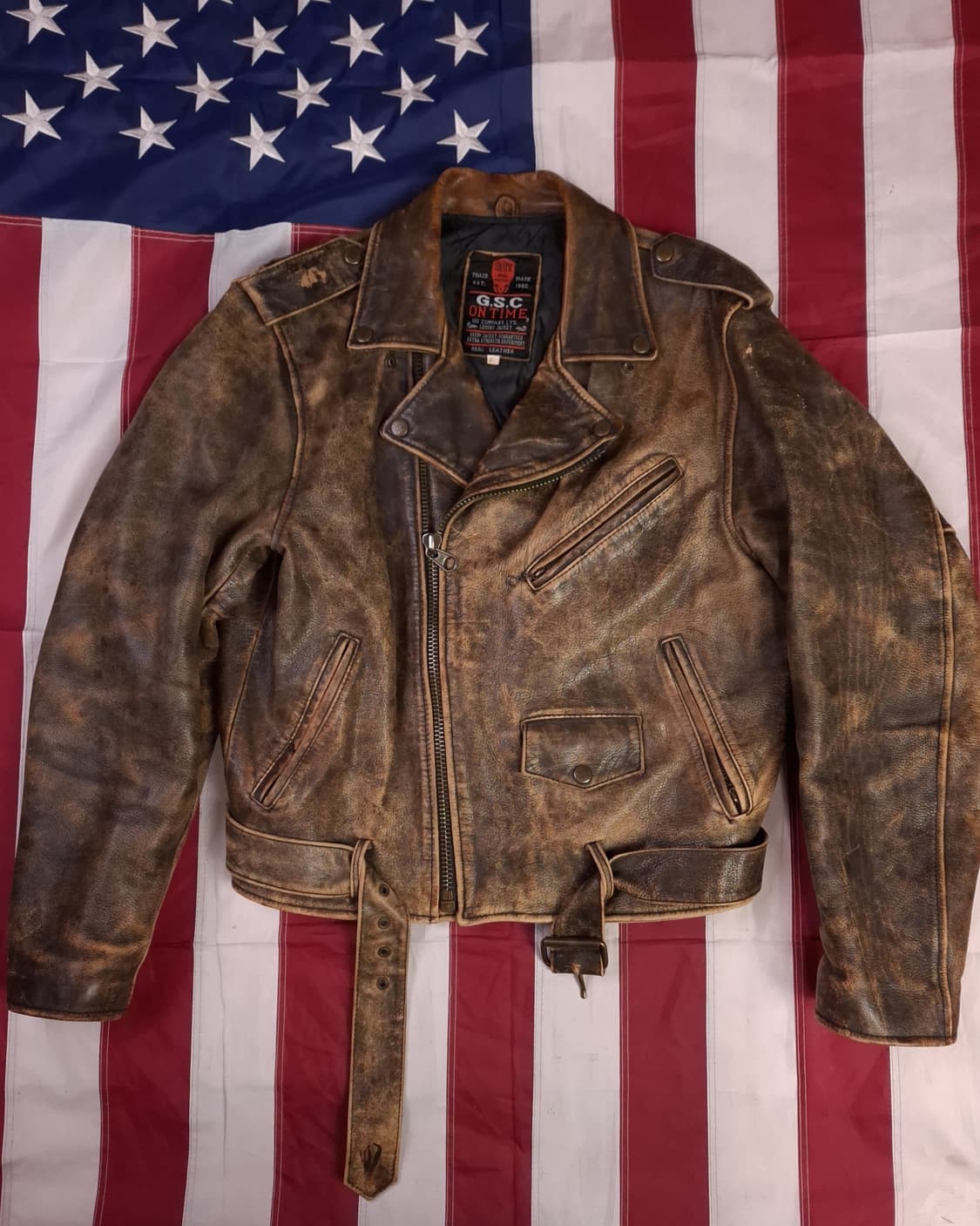 오리지날 빈티지 G.S.C 리얼레더 라이더자켓 상품이미지1