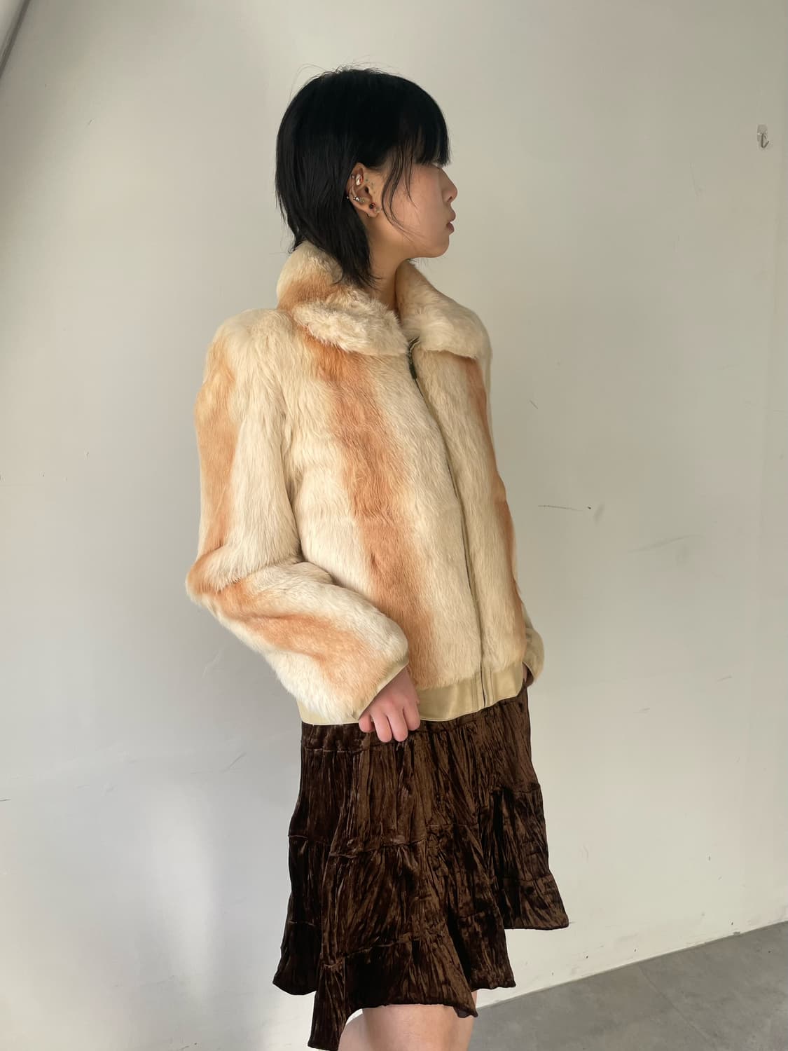 Rabbit fur leather jacket 상품이미지1