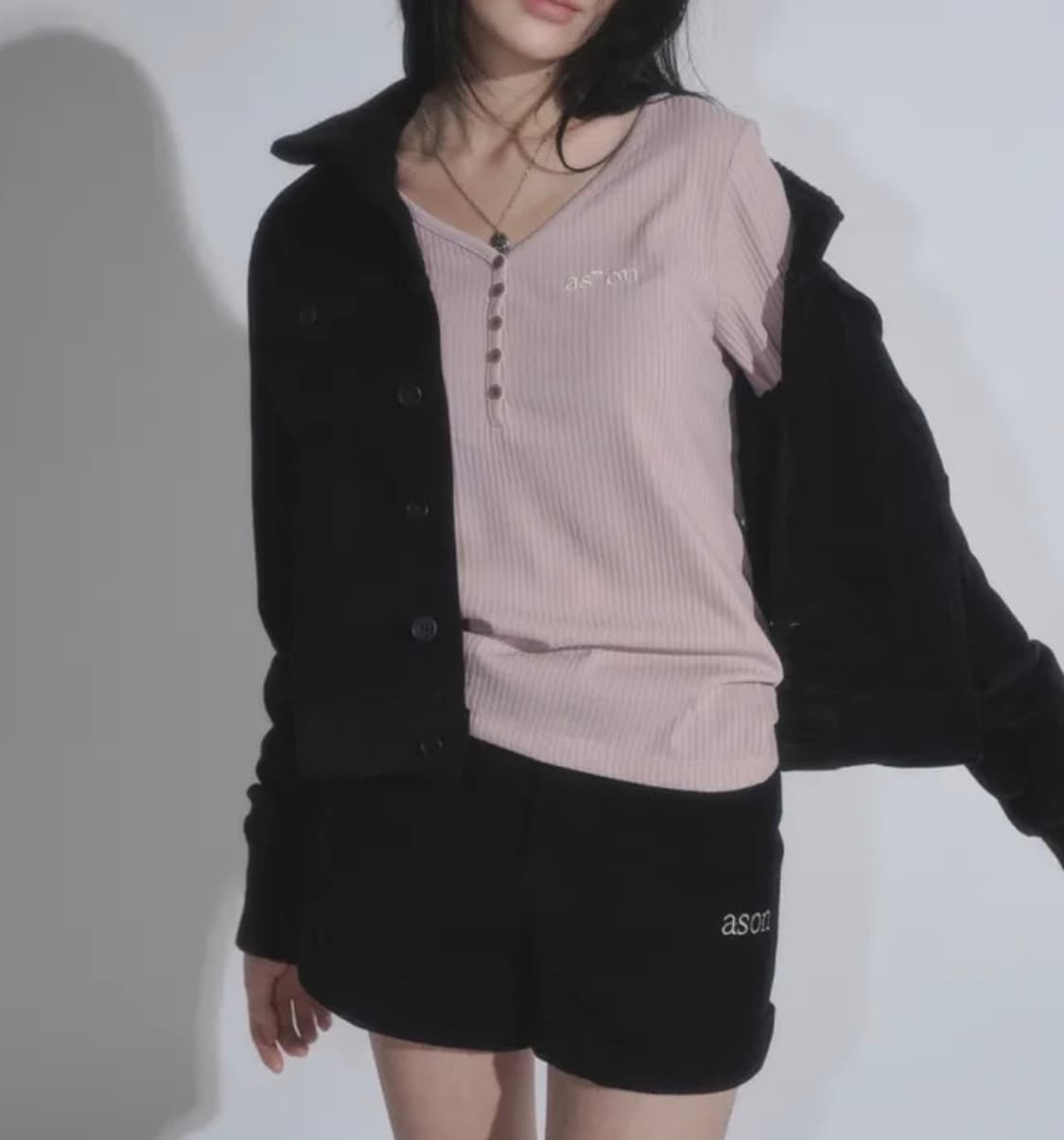 애즈온 버튼 티 핑크 상품이미지2