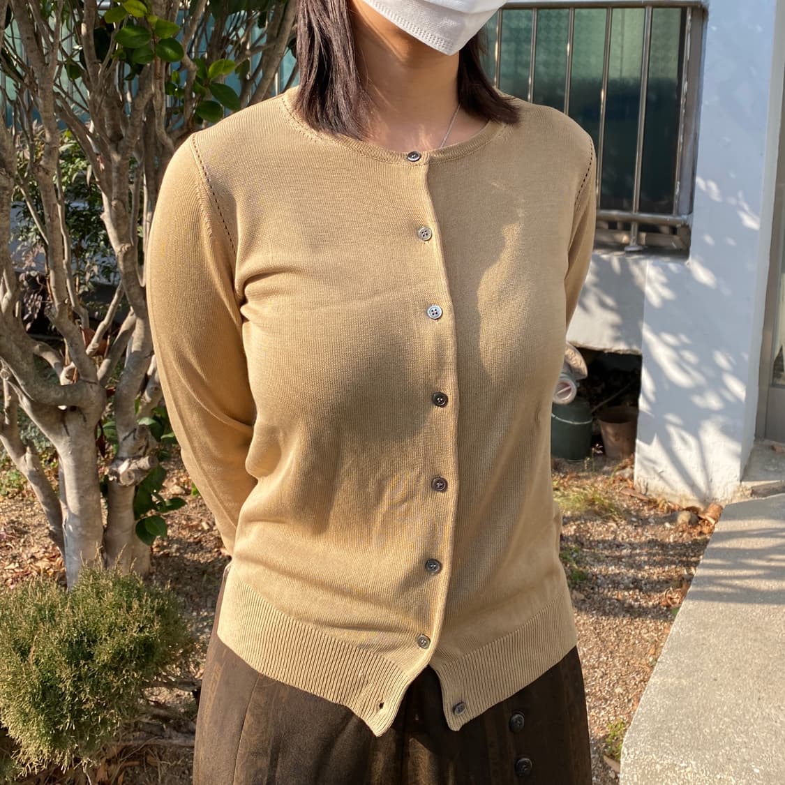 🍯 [INÉD] 미니멀 라운드넥 니트 가디건 (카멜 베이지) 상품이미지1