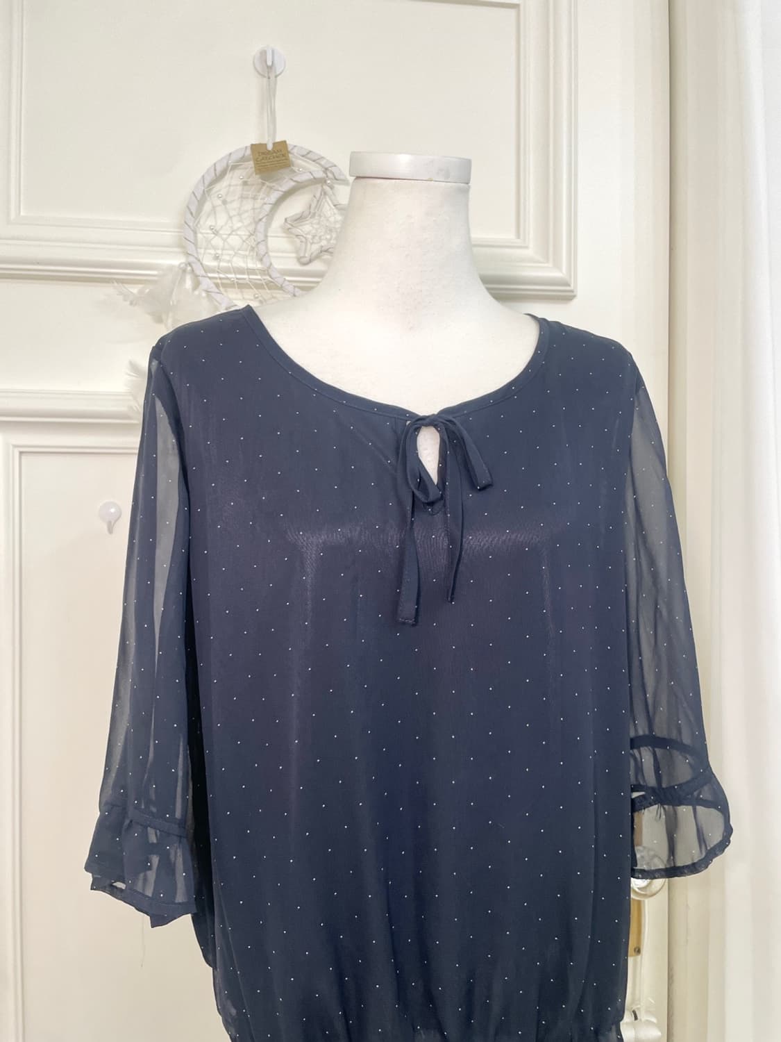 navy dot bow blouse(size-M) 상품이미지5