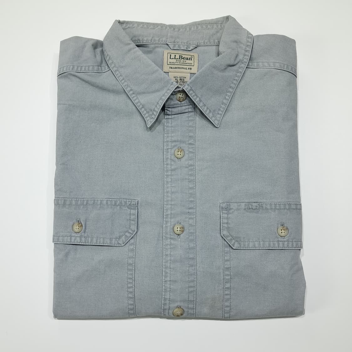 CL501 XL 엘엘빈 00s 말레이시아판 투포켓 실버그레이 워크 셔츠 상품이미지9