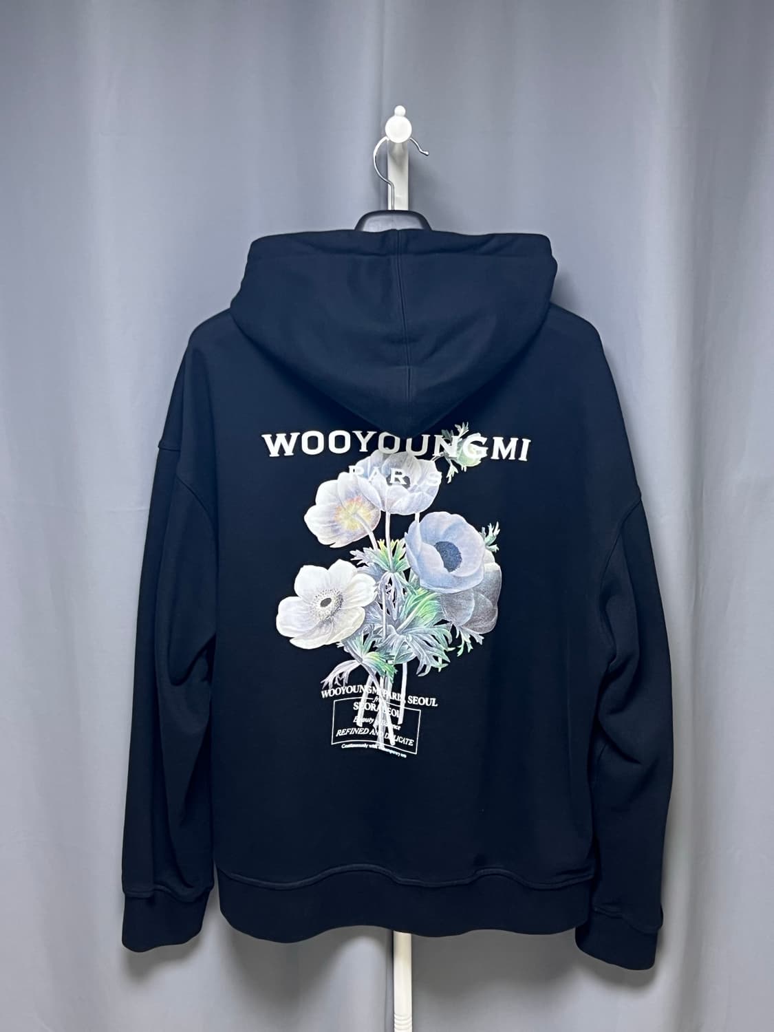 [정품] 52 우영미 플라워 후드티 블랙 상품이미지2