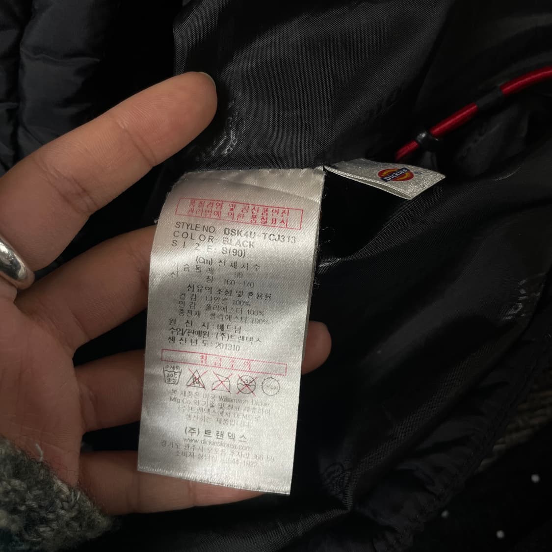디키즈 블랙 경량패딩 자켓 S 상품이미지6