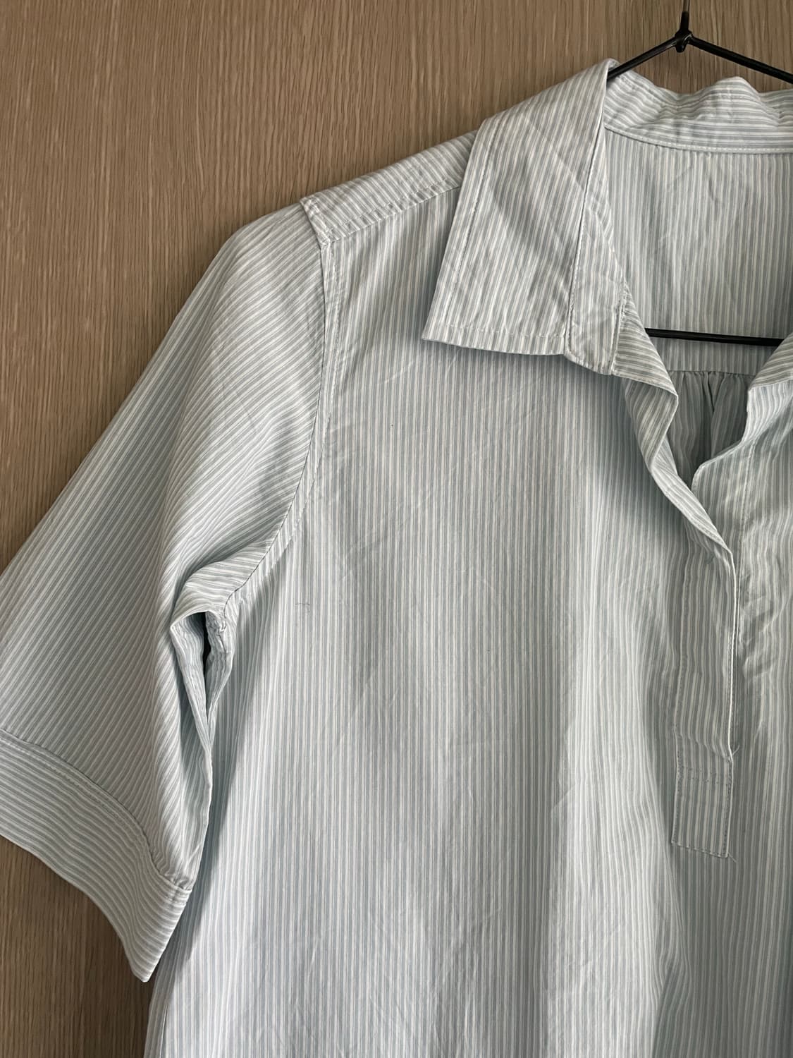 모리걸 하구미 블루 스트라이프 롱셔츠 상품이미지1