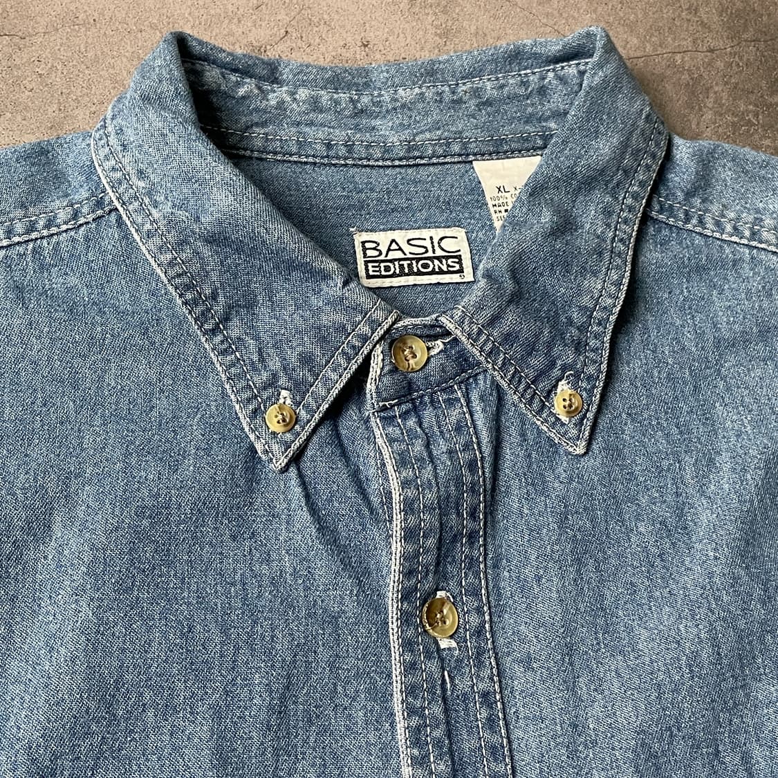 BASIC EDITIONS 빈티지 플랩포켓 코튼 데님 셔츠 A00777 상품이미지2
