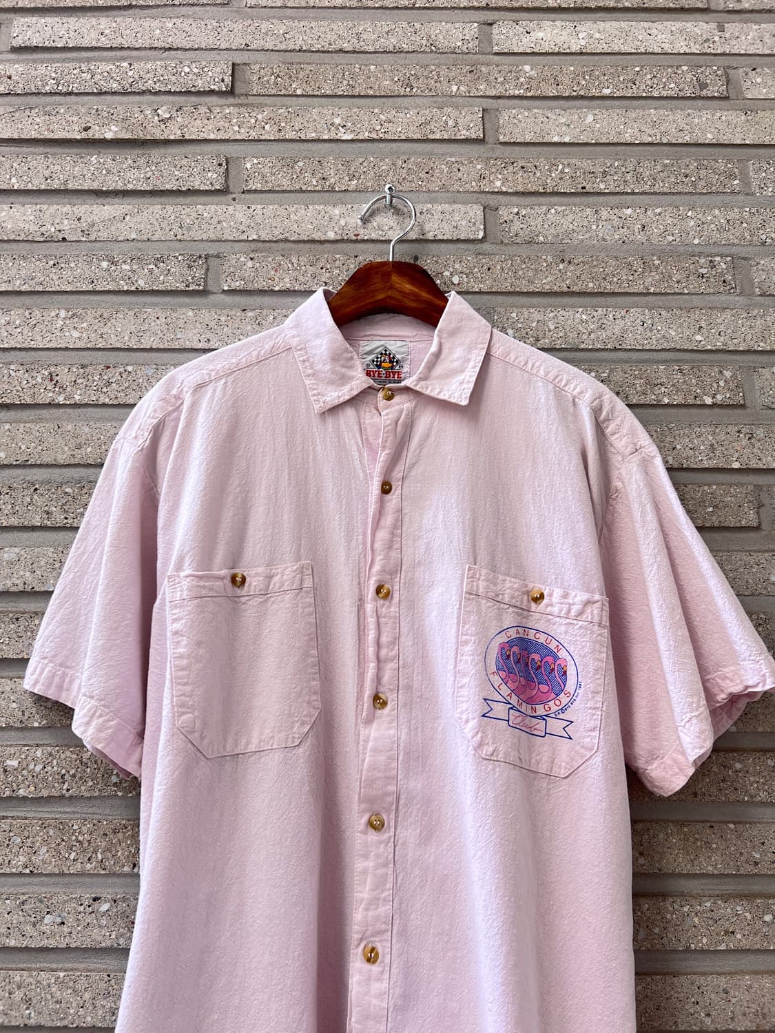 [L]80's USA 빈티지 CANCUN 플라밍고 프린팅 셔츠 상품이미지5