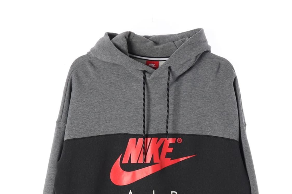 나이키 에어 빅로고 블랙 그레이 배색 기모 후드티 XXL 상품이미지3
