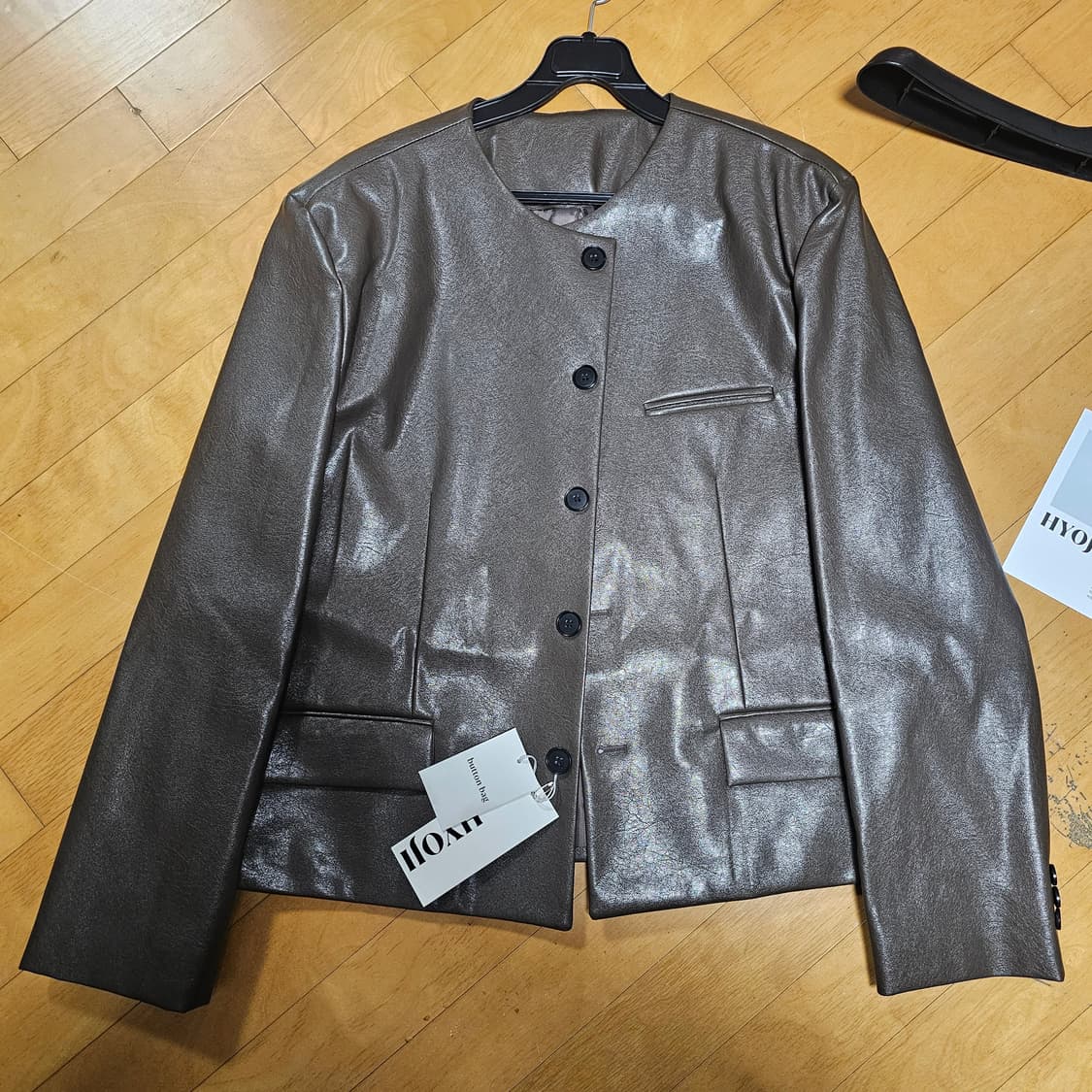 효지/25FW 노카라 크롭 레더자켓/M 상품이미지5