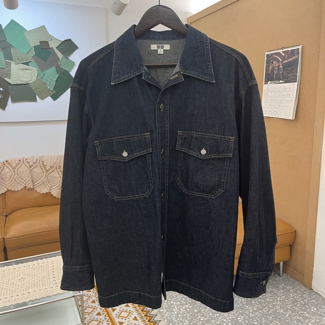 유니클로 U 빈티지 모던 캐주얼 시크 데님 워크 셔츠 M C10739 상품이미지3