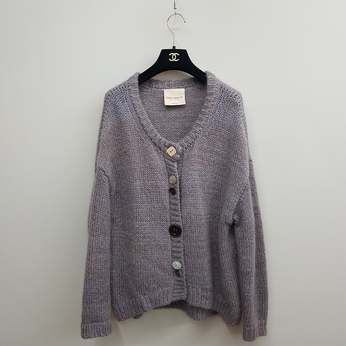 에리카카발리니 모헤어 울 블렌드 버튼 믹스 가디건 S사이즈 상품이미지1