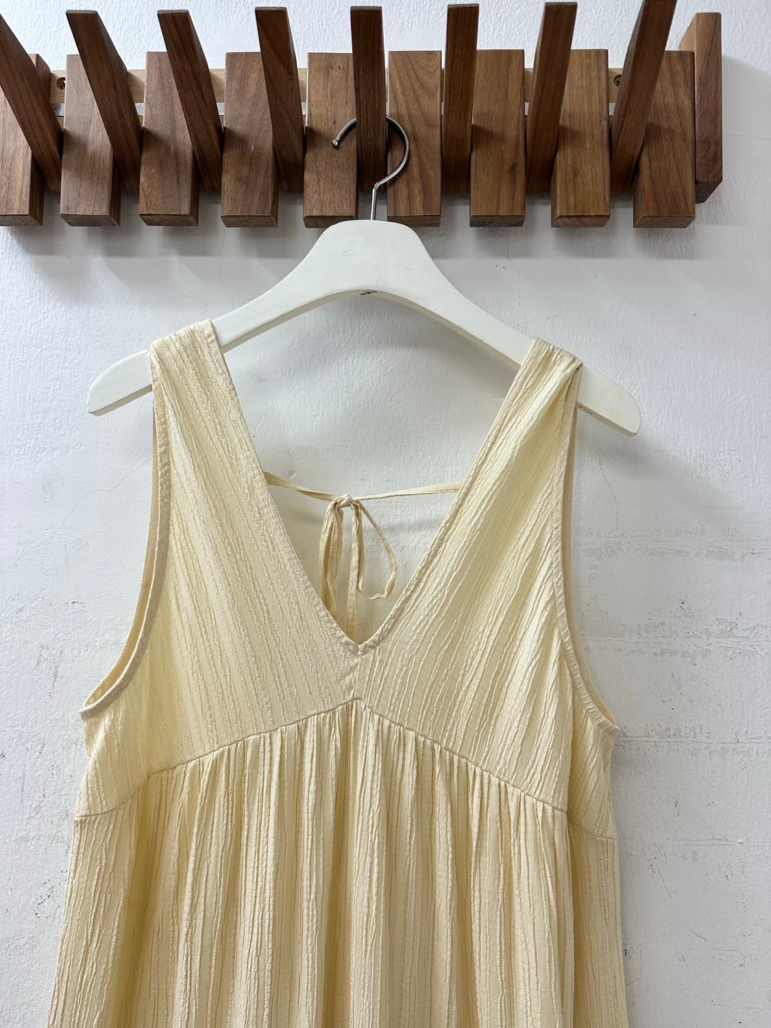 일본빈티지 레몬 버터 크링클 텍스처 티어드 슬리브리스 원피스 상품이미지2