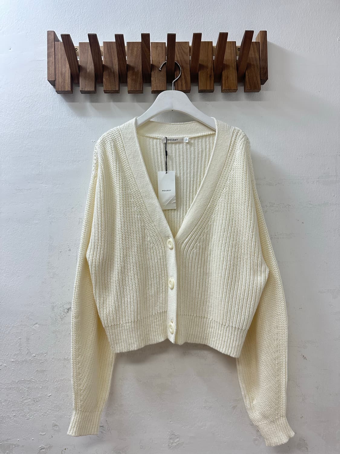 택있는 새상품 일본빈티지 MOUSSY 아이보리 모리걸 니트 가디건 상품이미지1