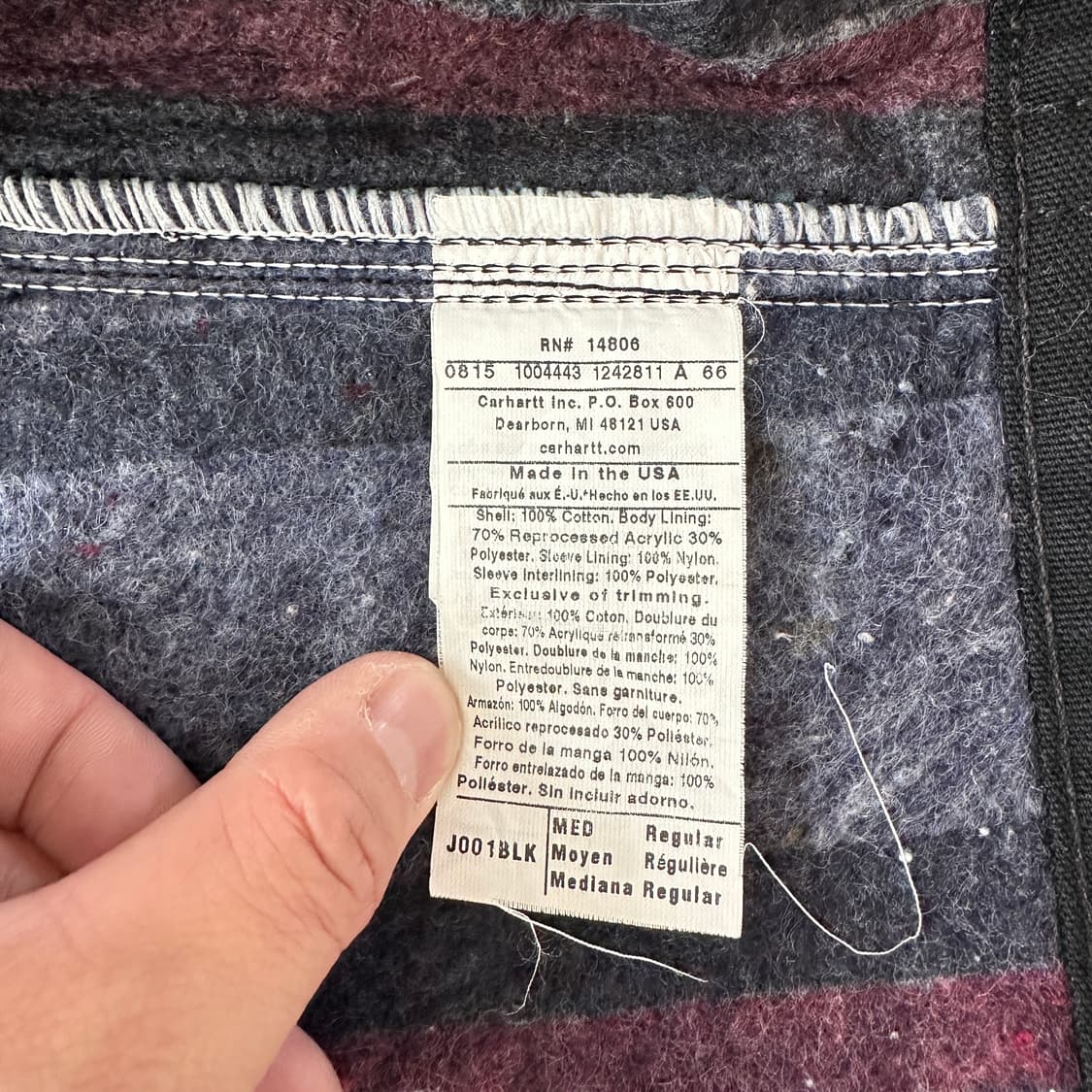 칼하트 J001 디트로이트 자켓 MADE IN USA 블랙 M  상품이미지5
