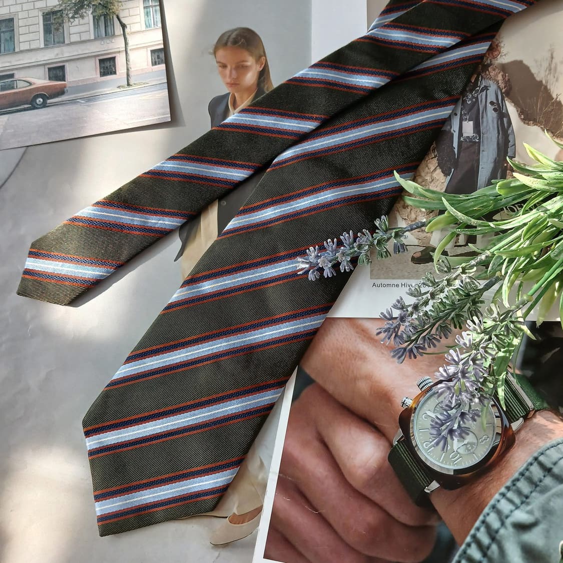 아쿠아스큐텀 실크 스트라이프 넥타이 8.5cm A등급 A18918
 상품이미지3