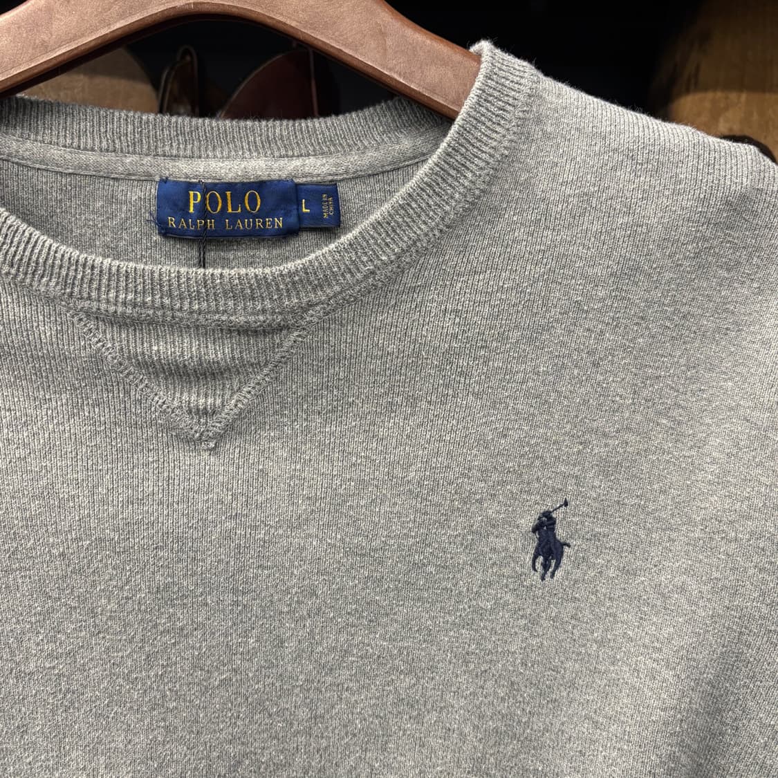 신형라벨 폴로 랄프로렌 피마코튼 스웨트 니트 V-인서트 그레이 N721 상품이미지5