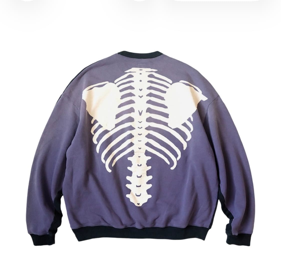 [F] 캐피탈 투톤 빅 플리스 스웨트셔츠 블랙 퍼플 상품이미지1