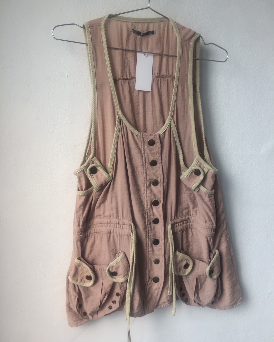 Eyelet pocket point sleeveless vest onep 상품이미지3