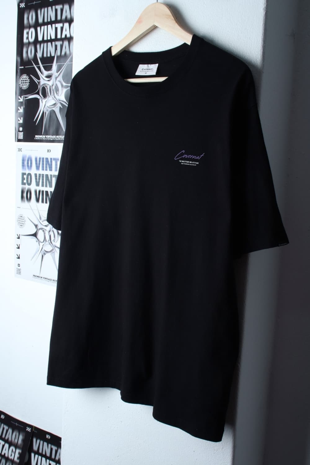 (XL-2XL) 커버낫 반팔 티셔츠 빅사이즈 플라워 블랙-H31345 상품이미지1