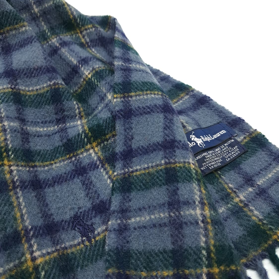 MX253 폴로 랄프로렌 그린네이비 타탄체크 램스울 목도리 머플러 상품이미지4